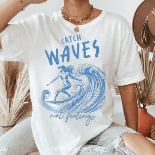 Waves Not Feelings Surfer T-Shirt – Watercolor Kun