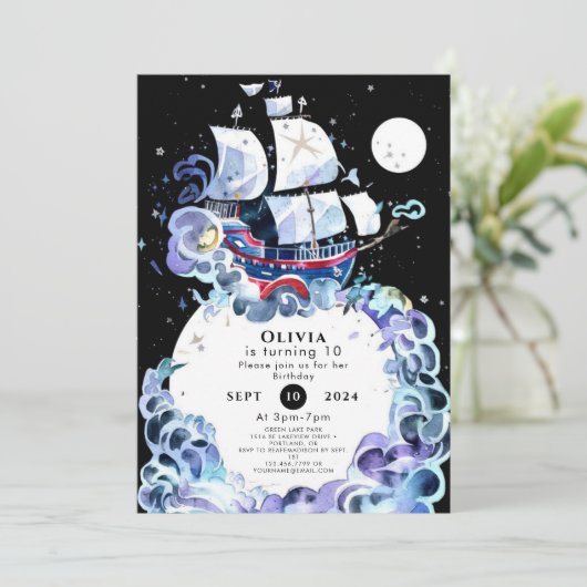 Waves of Fun Pirate Verjaardag Kaart (Staand voorkant)