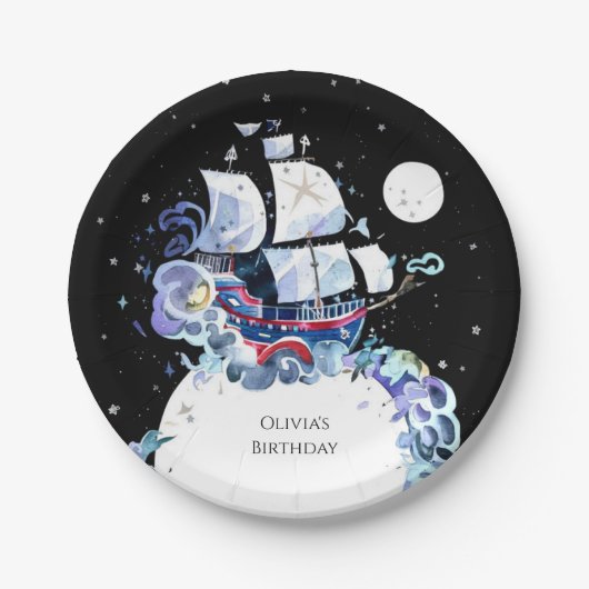 Waves of Fun Pirate Verjaardag Papieren Bordje (Voorkant)