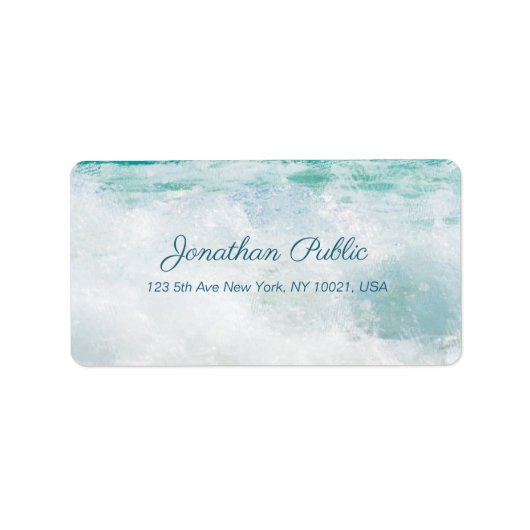 Waves Olieverfschilderij Handgeschreven Script Tek Etiket (Voorkant)