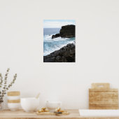 Waves op Donkere Rocks Poster (Keuken)