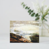 Waves op een Rocky Coast, kunstwerk van Winslow Ho Briefkaart (Staand voorkant)
