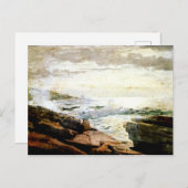 Waves op een Rocky Coast, kunstwerk van Winslow Ho Briefkaart (Voorkant / Achterkant)