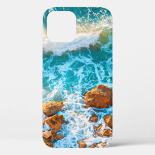 Waves op een rotzand bij zonsondergang. Luchtvaart Case-Mate iPhone Case