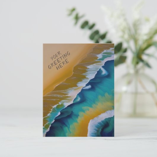 Waves op een Sandy-strand Briefkaart (Staand voorkant)