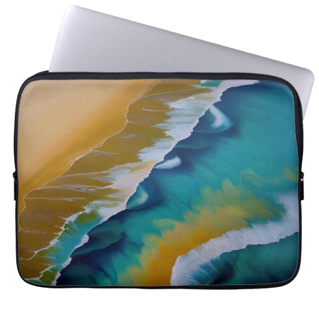 Waves op een Sandy strand Laptop Sleeve (Voorkant)
