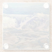 Waves Originele Hand geschilderde kunst Glazen Onderzetter (Achterkant)