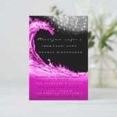 Waves Pink Fuchsia Vrijgezellenfeest Moderne Birth Kaart (Staand voorkant)