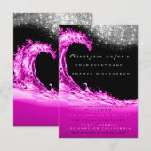 Waves Pink Fuchsia Vrijgezellenfeest Moderne Birth Kaart (Voorkant / Achterkant)