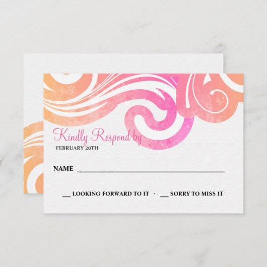 Waves-reactiekaart RSVP Kaartje (Voorkant / Achterkant)