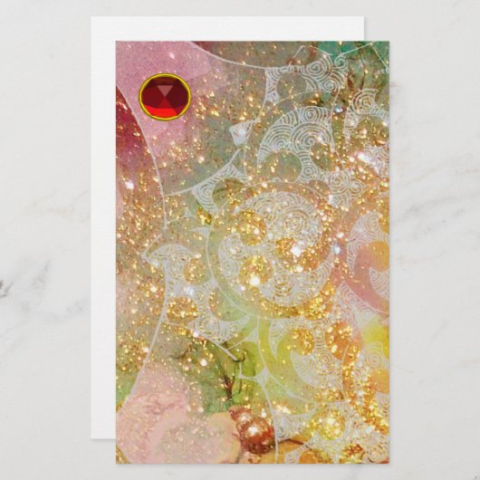 WAVES RED RUBY BRIEFPAPIER (Voorkant / Achterkant)