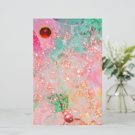 WAVES RED RUBY BRIEFPAPIER (Staand voorkant)