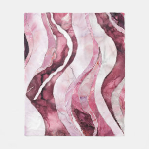 Waves - Roze Marmer Abstract Fleece Deken