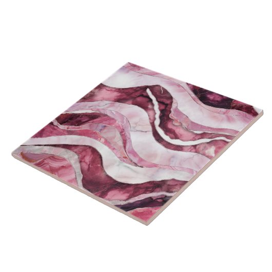 Waves - Roze Marmer Abstract Tegeltje (Zijkant)