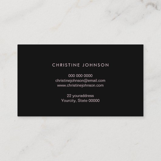 Waves roze zeeschelp ontwerp op zwart visitekaartje (Achterkant)