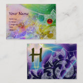 WAVES RUBY MONOGRAM, helder paars groen blauw roze Visitekaartje (Voorkant / Achterkant)