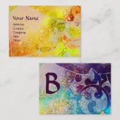WAVES RUBY MONOGRAM, heldergeel blauw paars Visitekaartje (Voorkant / Achterkant)