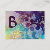 WAVES RUBY MONOGRAM, heldergeel blauw paars Visitekaartje (Achterkant)