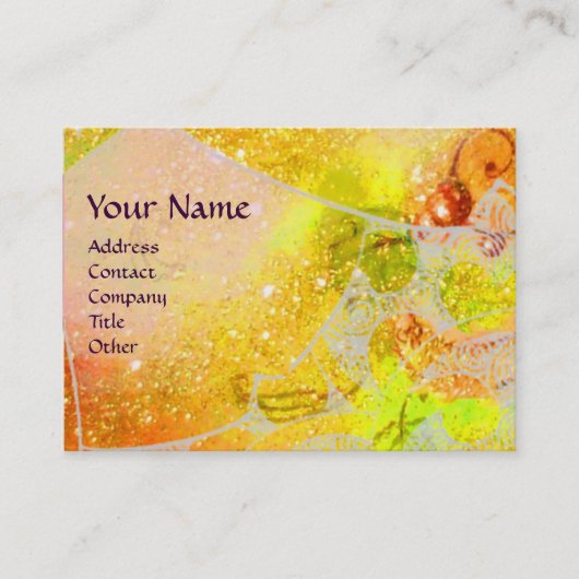 WAVES RUBY MONOGRAM, heldergeel blauw paars Visitekaartje (Voorkant)