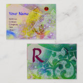 WAVES RUBY MONOGRAM, heldergeel groen blauw roze Visitekaartje (Voorkant / Achterkant)