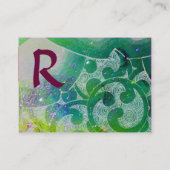 WAVES RUBY MONOGRAM, heldergeel groen blauw roze Visitekaartje (Achterkant)