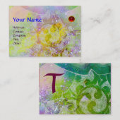 WAVES RUBY MONOGRAM, heldergeel groen blauw roze Visitekaartje (Voorkant / Achterkant)