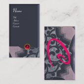 WAVES RUBY MONOGRAM, roze rode blauwe grijs Visitekaartje (Voorkant / Achterkant)