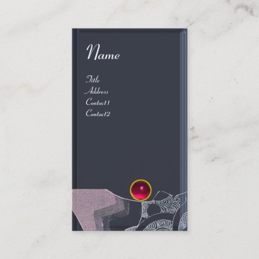 WAVES RUBY MONOGRAM, roze rode blauwe grijs Visitekaartje (Voorkant)