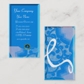 WAVES SAPPHIRE MONOGRAM, blauw wit rood zwart Visitekaartje (Voorkant / Achterkant)