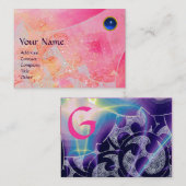 WAVES SAPPHIRE MONOGRAM, helder roze rood groen Visitekaartje (Voorkant / Achterkant)