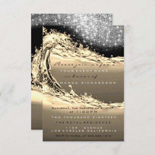 Waves Sepia Bridal Abstracte verrassingsdag Kaart (Voorkant / Achterkant)