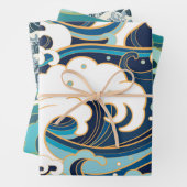 Waves Series Wrapping Paper Flat Sheet Set van 3 (In situ)