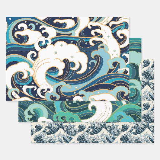 Waves Series Wrapping Paper Flat Sheet Set van 3 (Set)