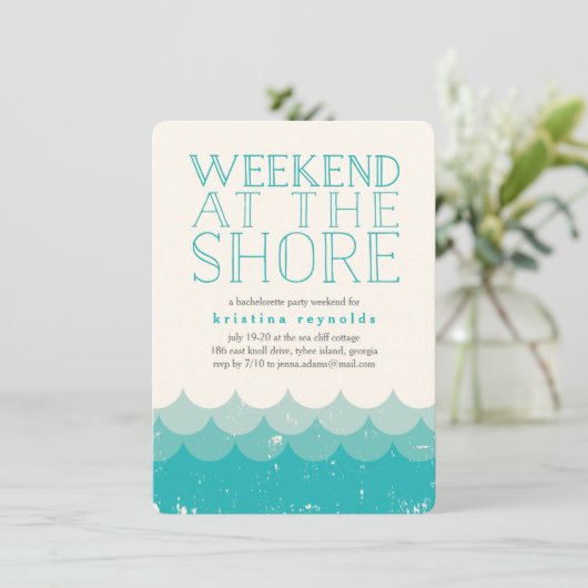  Waves Shore Weekend Getaway Uitnodiging (Staand voorkant)