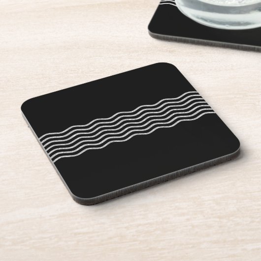 Waves Silver + uw backgr, tekst en ideeën Bier Onderzetter (Linkerzijde)