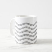 Waves Silver + uw backgr, tekst en ideeën Koffiemok (Voorkant links)