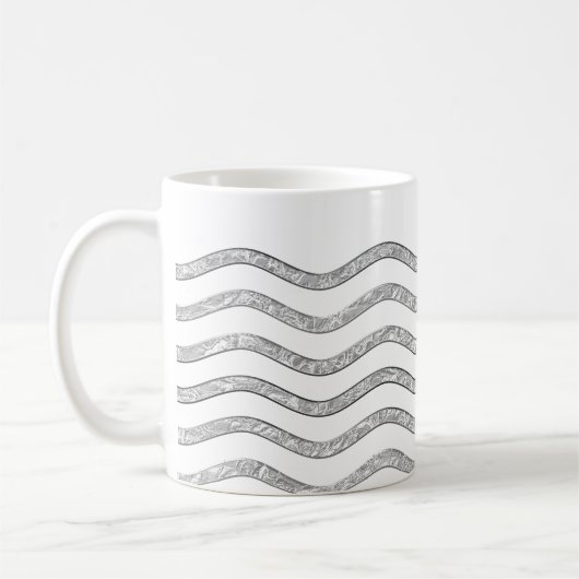 Waves Silver + uw backgr, tekst en ideeën Koffiemok (Links)