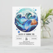 Waves Sky Blue Kids Verjaardag Kaart (Staand voorkant)