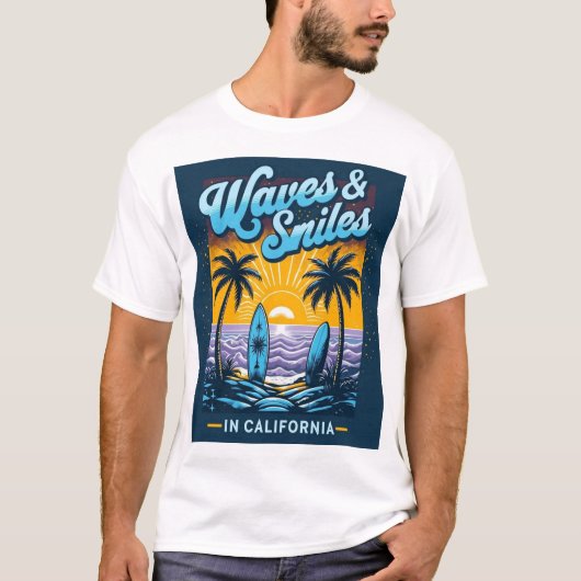 Waves & Smiles in California – Chill Beach Vibes T T-shirt (Voorkant)