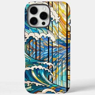 Waves & Sun Rays Glas in lood Art iPhone 16 Pro Max Hoesje