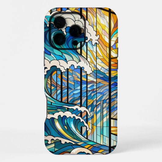 Waves & Sun Rays Glas in lood Art iPhone Hoesje (Achterkant)