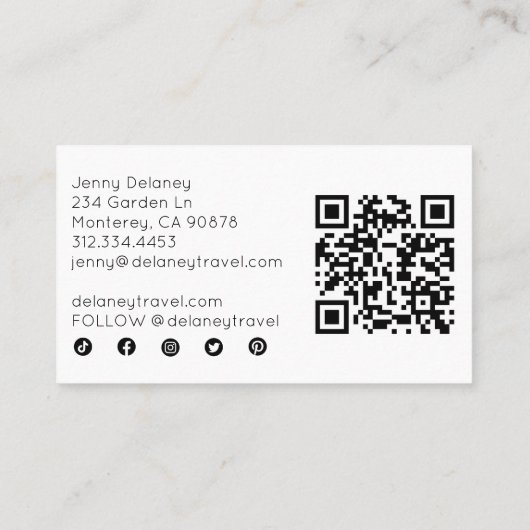 Waves Sunset Seashells Foto Reizen Sociaal Icoon Q Visitekaartje (Achterkant)