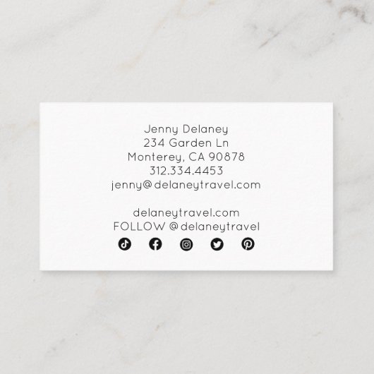 Waves Sunset Seashells Foto Travel Social Media Visitekaartje (Achterkant)