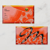 WAVES TOPAZ MONOGRAM, wit geel sinaasappel Visitekaartje (Voorkant / Achterkant)