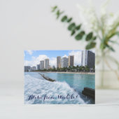 Waves Waikiki Beach Honolulu Hawaii Pacific Ocean Briefkaart (Staand voorkant)
