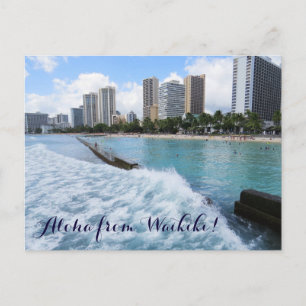 Waves Waikiki Beach Honolulu Hawaii Pacific Ocean Briefkaart