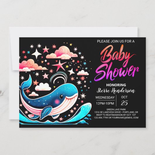 Waves Walvis Roze Meisje Baby shower Kaart (Voorkant)