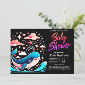 Waves Walvis Roze Meisje Baby shower Kaart (Staand voorkant)