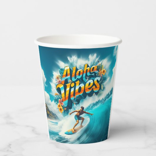 Waves & Wanderlust Collection Papieren Bekers (Achterkant)