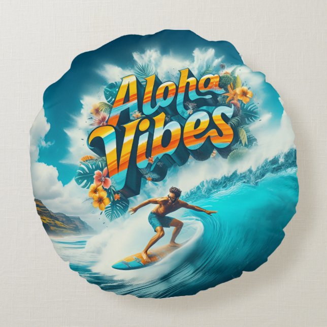 Waves & Wanderlust Collection Rond Kussen (Achterkant)